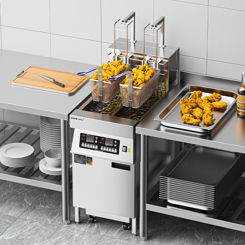麥大廚18kw立式雙缸雙篩自動(dòng)升降連濾油車電炸爐商用JDZL-L08